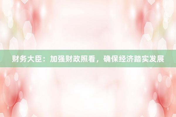 财务大臣：加强财政照看，确保经济踏实发展