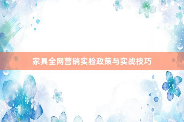 家具全网营销实验政策与实战技巧